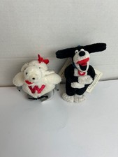 Vintage 2006 Woolworths Wooly & Worth Sheep & Dog Plush Keyring Clip Pair