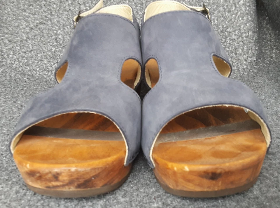WOODY Holzschuh. Blaue Sandalen. Gr. 42. Biegsame Holzsohle - Bild 4 von 4