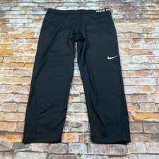Nike Pro Leggings Ladies XL Black Crop Athletic Training Workout Gym Womens