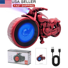 Bluetooth Speaker Retro Ride Motorcycle Replica TWS FM Radio LED Party Lights