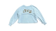 Levi's Sweatshirt Girls 5 Blue Fleece Pullover Butterfly Logo Graphic Crew