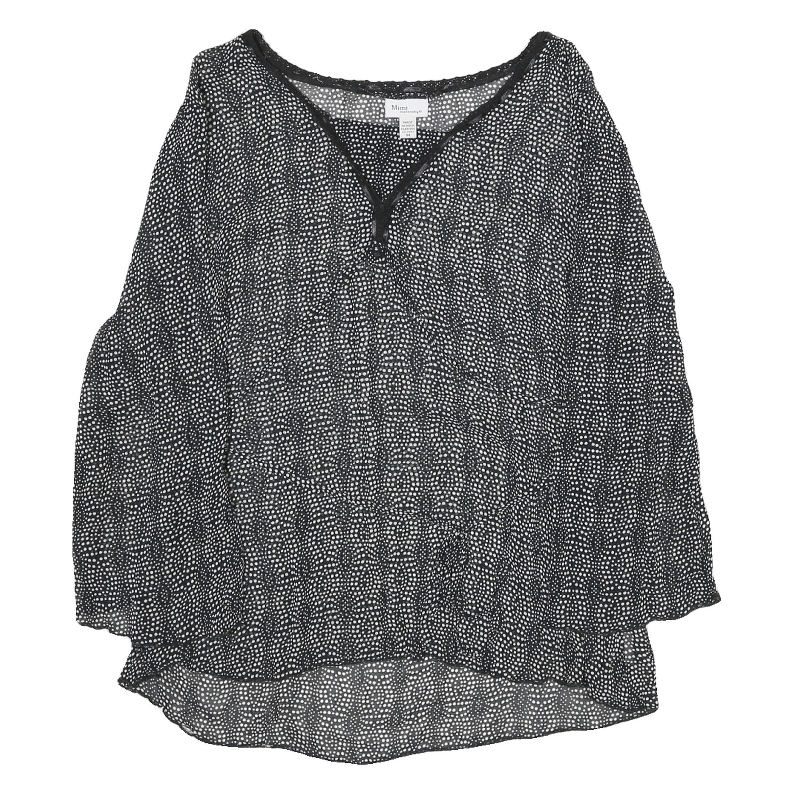 MIMI MATERNITY Mujer Negro Top Estampado Manga Larga Cuello En V M Premamá Ropa