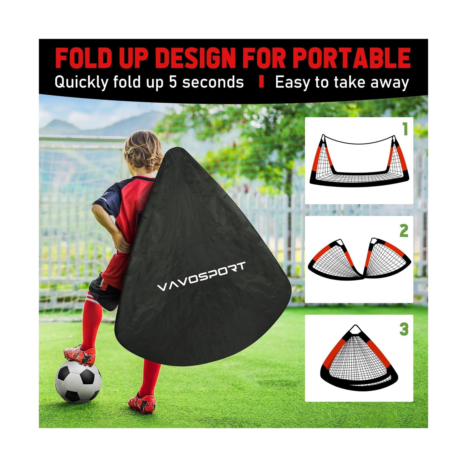 Kids Soccer Goals for Backyard Set, 2 of 4x3 / 6x4 ft Portable Socc... Fast Ship