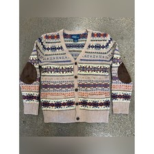 Polo by Ralph Lauren Vintage Isle Cardigan Sweater Elbow Patches Kids Size 7
