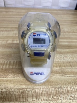 VINTAGE Pepsi SHOCK RESISTANT Digital Watch New In Original Plastic Box