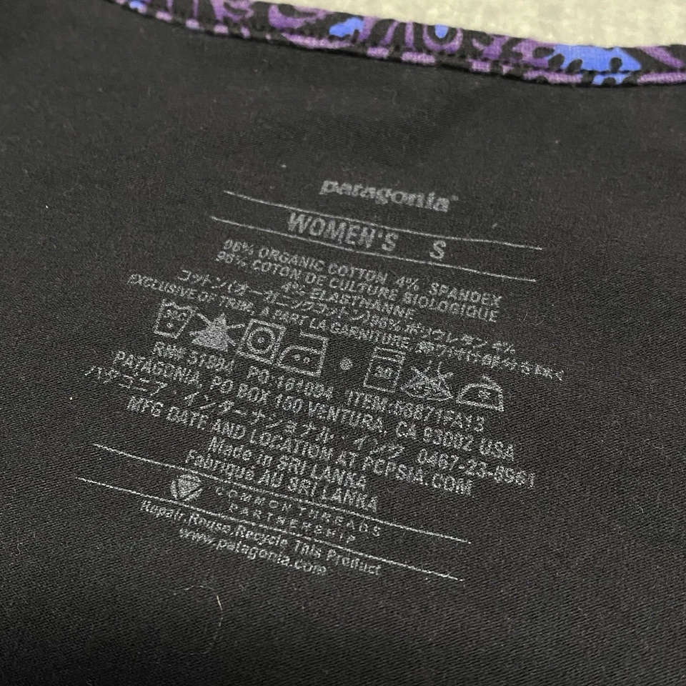 Patagonia Dress Women Small Margot Organic Cotton 3/4 Sleeve Purple Floral Black - Image 3 of 4