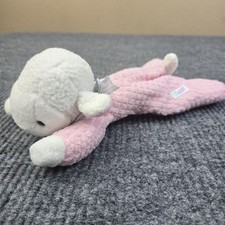 Vintage 11" Eden Pink Lamb Sheep Laying Down Waffle Thermal Terry Plush Stuffed