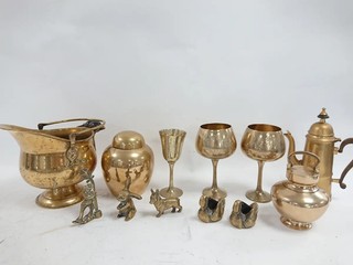 Vintage Brassware Bundle Goblets Jug Figurines Job Lot 3.3kg Collectible Decor