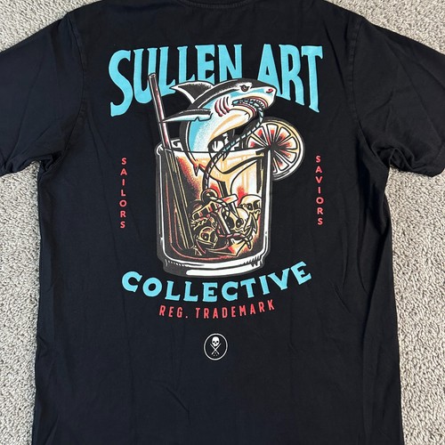 Sullen Art Collective Shirt Mens L Black Great White Cocktail Sailors Saviors - Picture 3 of 10