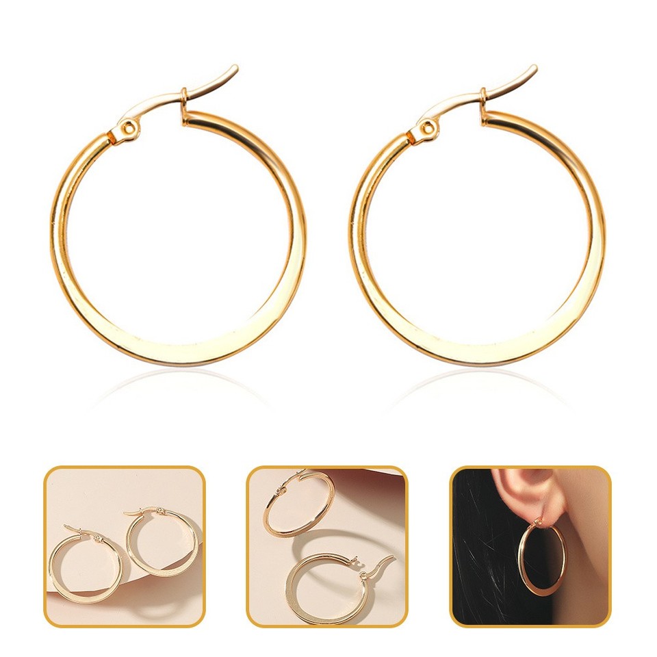 1 Pair Fashion Big Round Loop Earrings Women Ear Jewelry Costume ...