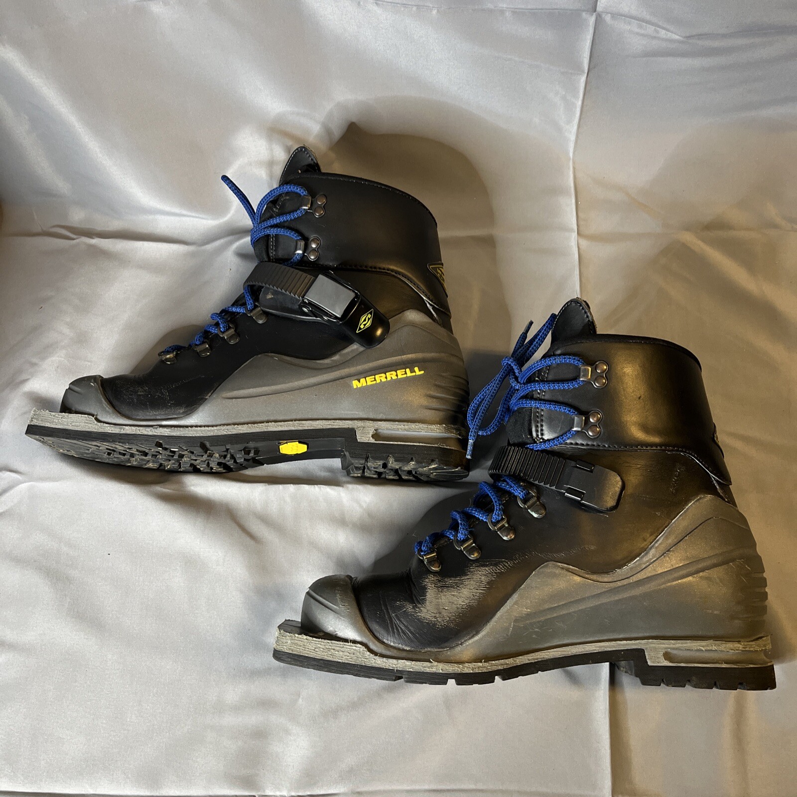 SALOMON Scarponi da sci uomo Merrell Tellemark taglia 10 5 US nero blu flash fibbia singola