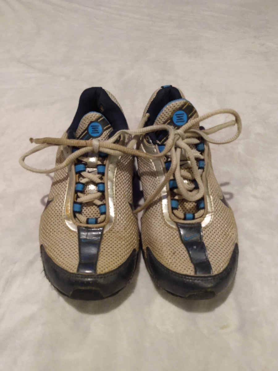 ★NIKE W Shox R4 Racer Blue and llic Silver★ Nike Shox R4 Shoes Black Metallic Silver Racer Blue AR3565