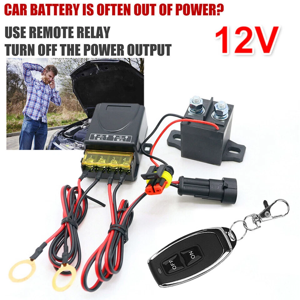 Interruptor de corte maestro de desconexión de batería de automóvil remoto inalámbrico 12V 150A Foto 3 de 4