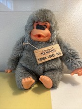 Vintage 1970s Russ Gorilla Monkey Beware Gonga Loves You Plush Thumb Sucking Ape