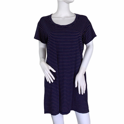 Current Elliott The Slouchy Scoop Neck Shirt Dress Navy Sonic Stripe Size 0 EUC 