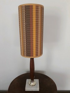 Vintage Wood Marble Base Side Table Lamp Shade Art Deco Mid Century Lighting Ebay Wood Marble Base Side Table Lamp Shade