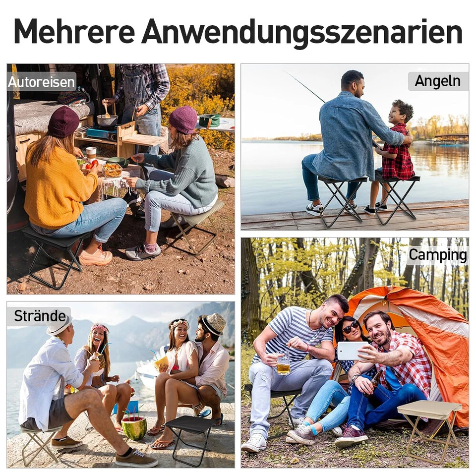 Klapphocker Campinghocker Kleiner Faltbarer Klappstuhl Hocker für Heimzug Freien - Bild 4 von 4