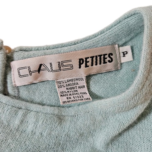 Vintage Chaus Petites Cropped Sweater, Lambs Wool&Rabbit Hair, Light Blue,PSmall - Picture 5 of 8