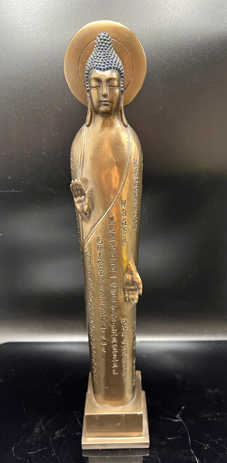 Studio Collection by Veronese Slim Buddha Statue Engraved Heart Sutra 2006  13