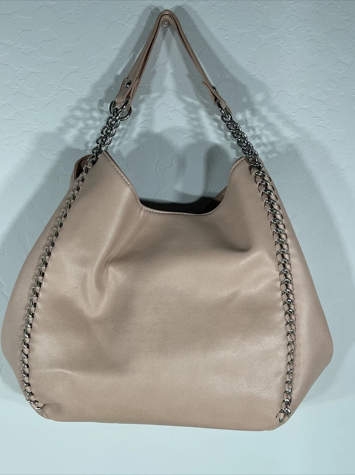 Bolsa satchel BeBe rosa RN#86017 couro sintético corrente prata - Imagem 2 de 4