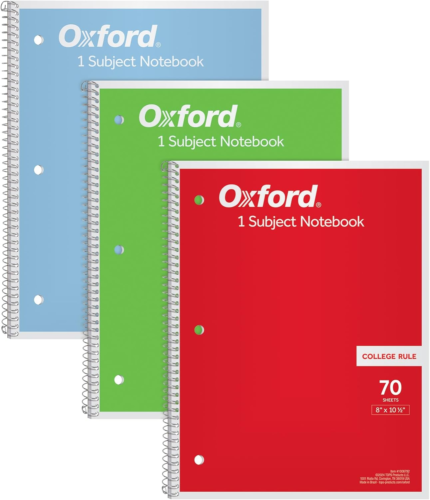 1-Subject Notebooks, Notebooks for School, 8 X 10.5 Inches, College Rule, 70 She