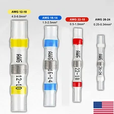 Waterproof Heat Shrink Solder Seal Sleeve Butt Terminals Wire Connectors 26-10GA