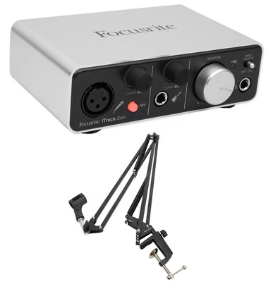 Focusrite ITRACK SOLO LIGHTNING USB iPad/Mac Audio Recording Interface+Boom Arm