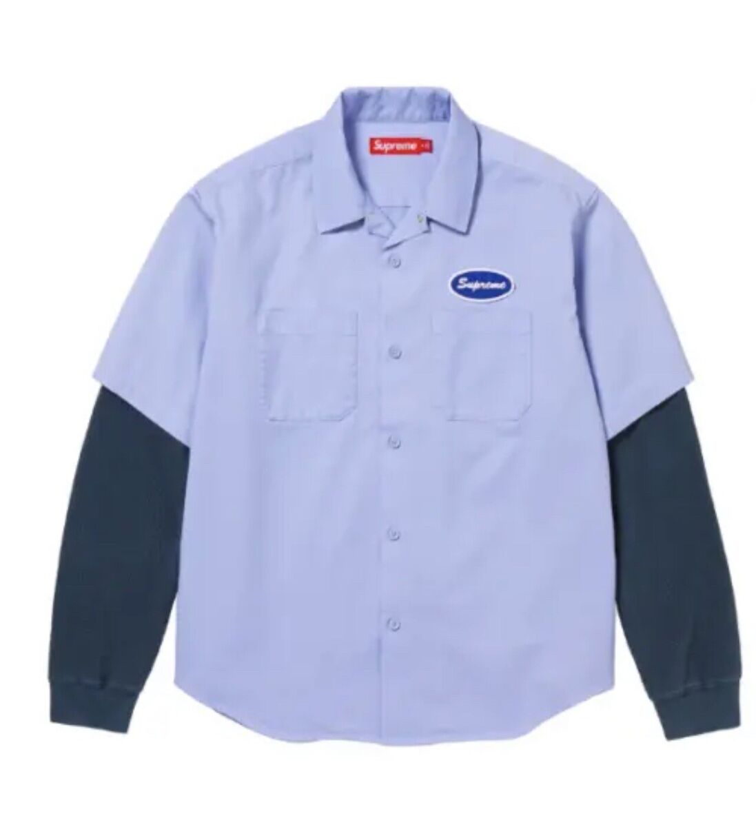 SUPREME THERMAL SLEEVE WORK SHIRT (light Blue) Size Large SUPREME THERMAL SLEEVE WORK SHIRT (light Blue) Size Large