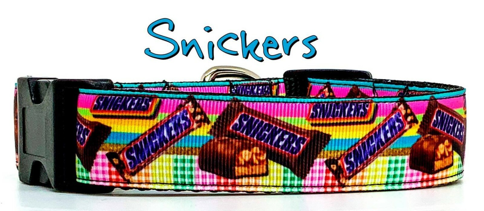 Snickers Candy dog collar handmade adjustable buckle 1" or 5/8" wide or leash