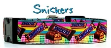 Snickers Candy dog collar handmade adjustable buckle 1" or 5/8" wide or leash 