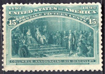 #ad US 1893 COLUMBUS 15c SC. #238 MINT NO GUM NICELY CENTERED $89.99