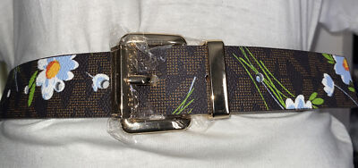 MICHAEL KORS BELT REVERSIBLE BROWN MK LOGO WITH FLOWER PRINT  display picture 2