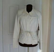 Millard Fillmores Beautifully Dessigned Ivory Belted Lined Jacket Sz M Nwt