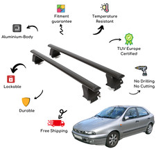 Bare Roof Rack Cross Bars Set For Fiat Brava 5 Door 95-01 Black