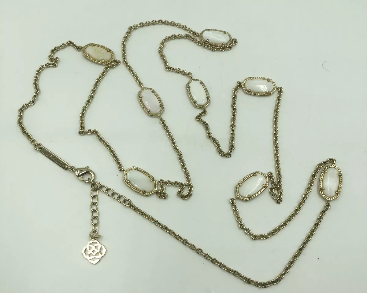 Kendra Scott Kellie Long station Necklace Gold Tone Ivory Mother