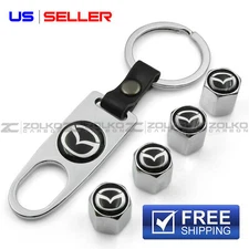 VALVE STEM CAPS + KEYCHAIN WHEEL TIRE SILVER - US SELLER