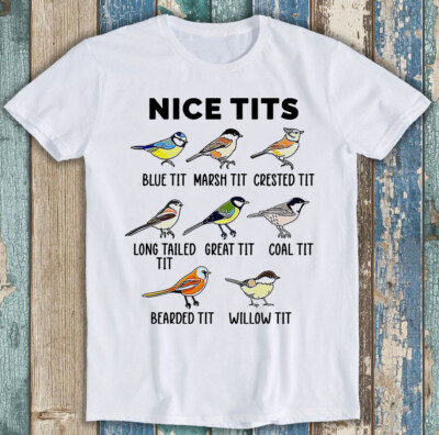 Schönes T*ts lustiges T-Shirt Vogel Sumpf blau mit Wappen lustig Unisex Geschenk M1339