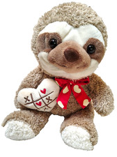 Dan Dee Sloth Tan Plush 12 Inch Stuffed Animal Toy With Heart Bow Tie Valentines