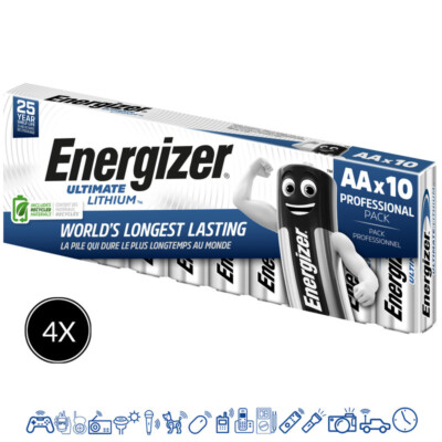 40 x Energizer Ultimate AA Mignon Lithium FR6 L91 1,5V im Karton / Folie