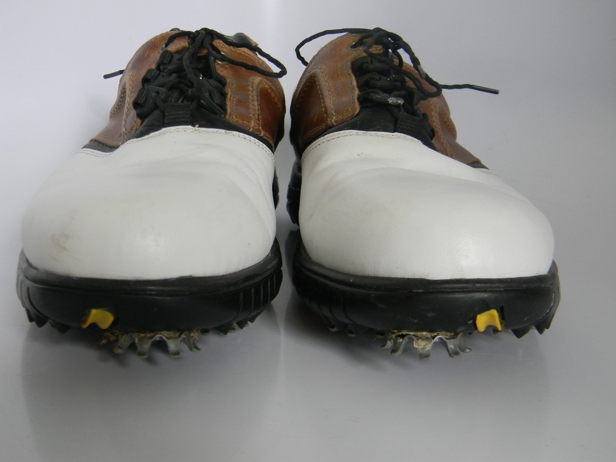 FJ Footjoy Contour Series 54108 Men\'s‎ Golf Shoes Size 10M White Black And Brown FootJoy Contour Series Mens Golf Shoes White | Mercari main image 2