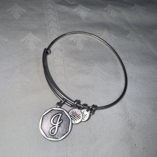 Alex Ani Expandable Bracelet Letter J Silver Tone 