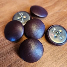 Set of 6 Genuine Leather Dark Brown Upholstery Buttons Size 36 7/8" New Handmade