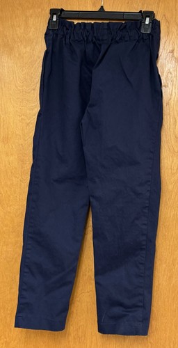 Zara Pants Kids Girls 13-14 Navy Blue Straight Leg Elastic Waist Pocket Belted - Picture 2 of 5