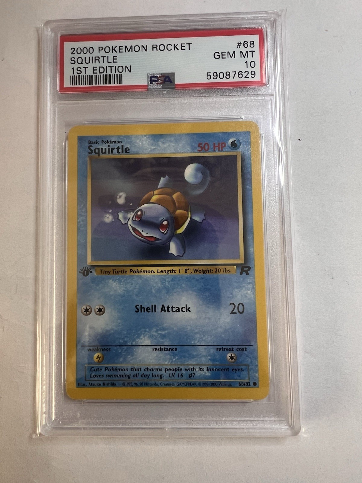 2000 Pokemon Team Rocket 1st Edition Squirtle #68 PSA 10 Gem Mint Fresh Grade