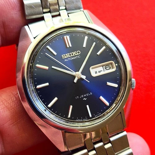 Seiko Automatic Blue Dial Day Date Watch Vintage 7009-8279 Cal 7009 For Repair
