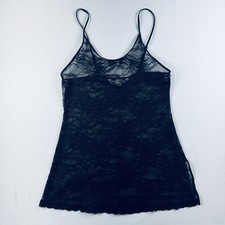 Vintage Style Victoria s Secret Black Lace Cami Sheer Y2K Coquette XS USA Made