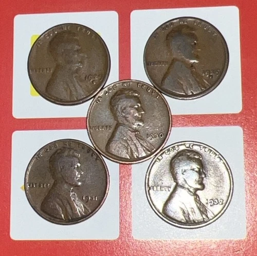 1930 P   D   S  , 1931  D , 1932  P  Lincoln Wheat Pennies   Lot Of 5