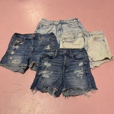American Eagle Y2K Denim Mini Shorts Bundle Lot of 4 Distressed Cut Off Sz 4