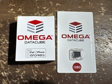 Omega Datacube Photo Video Backup Device 128 GB Apple Android Plug SD Card