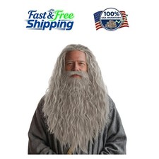 Grey Wizard Beard Wig Set - Perfect Costume Accessory for Halloween